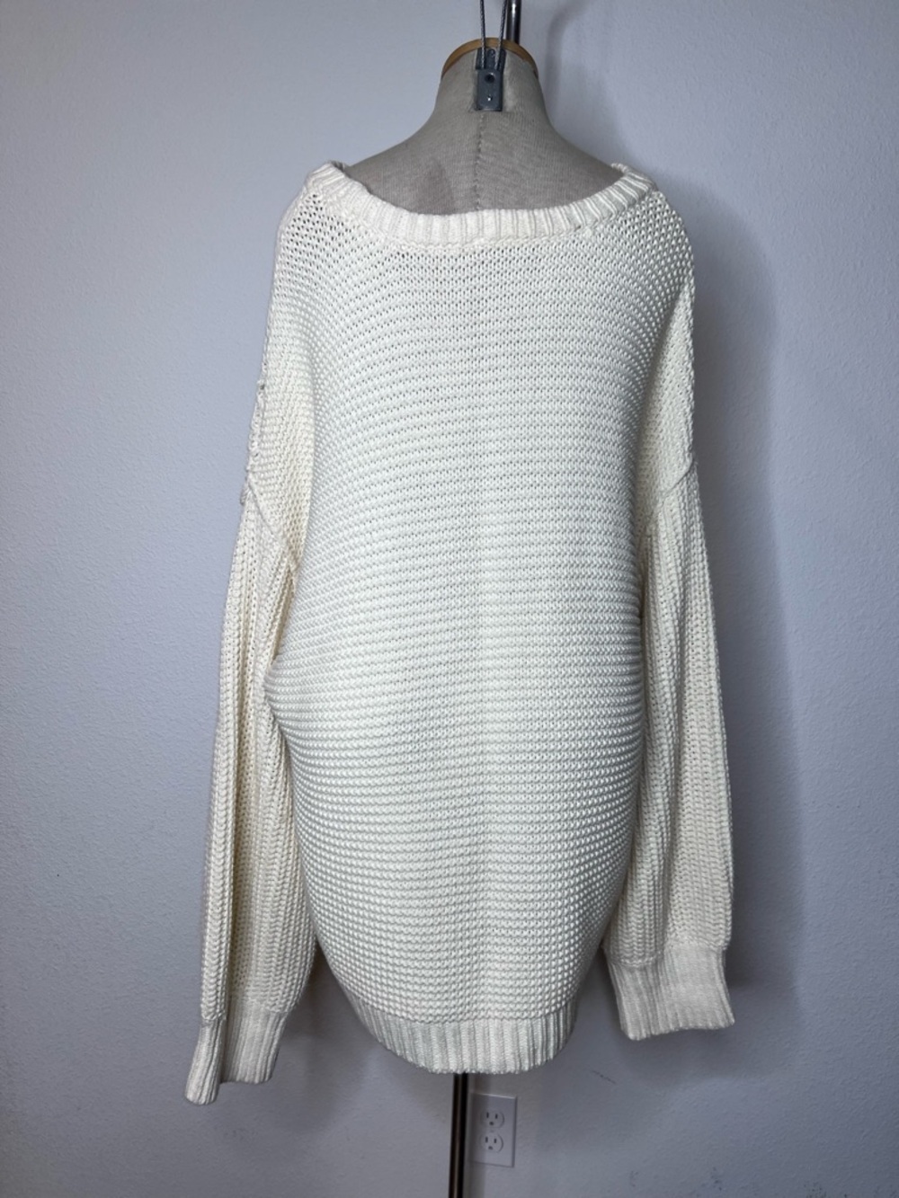 Free People Ivory Cable Crewneck Sweater - Picture 2 of 4